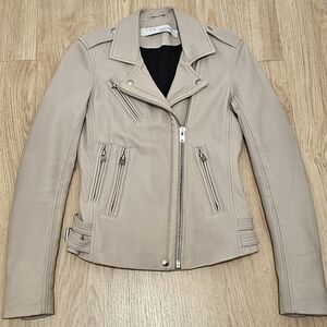 IRO "Han" Leather Jacket Pink Beige Moto-Style